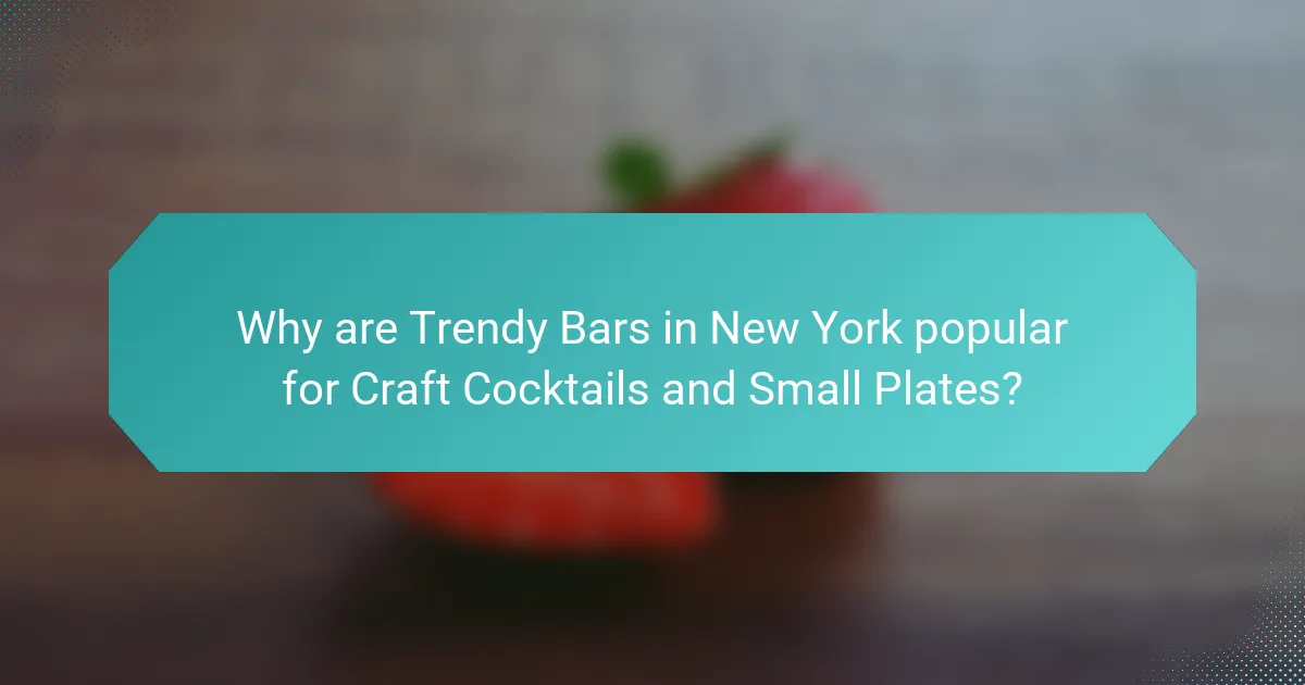 Why are Trendy Bars in New York popular for Craft Cocktails and Small Plates?
